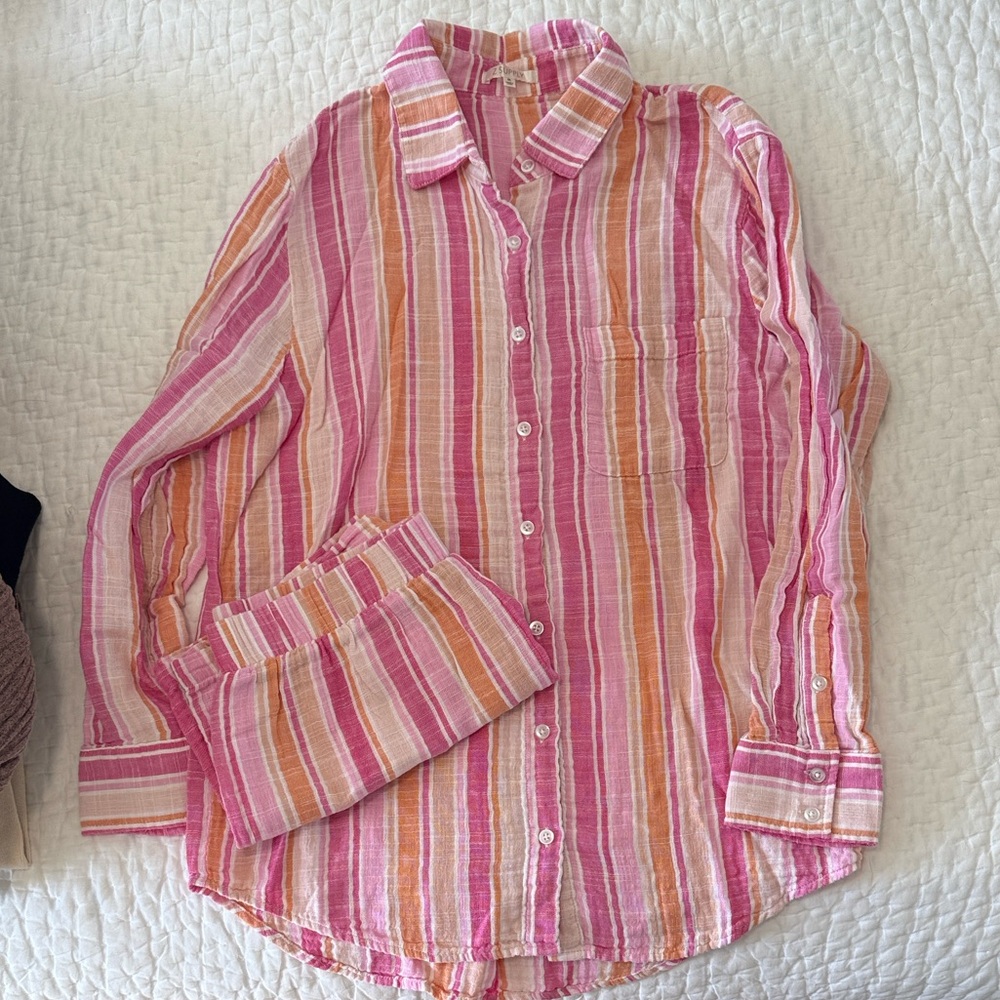 Z Supply Pink and Orange Striped gauze Set